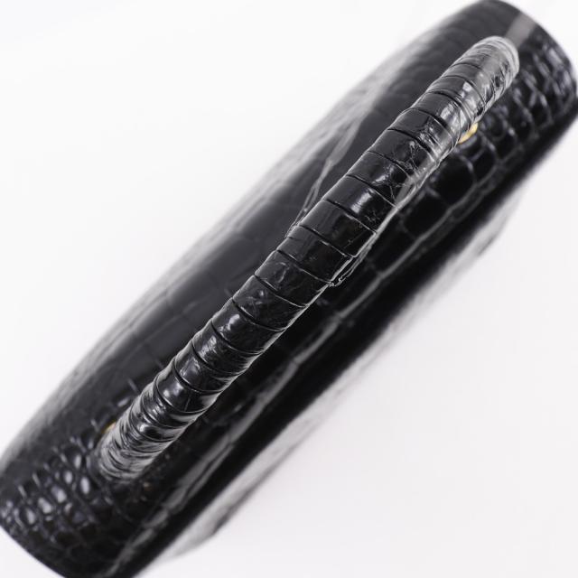 LONGINES ロンジン ワンハンドル クロコダイル 黒 ハンドバッグ  