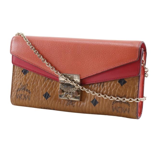 MCM エム・シー・エム パトリシア カラーブロック カラーブロック レザー 茶/ピンク MCM エム・シー・エム パトリシア カラーブロック カラーブロック