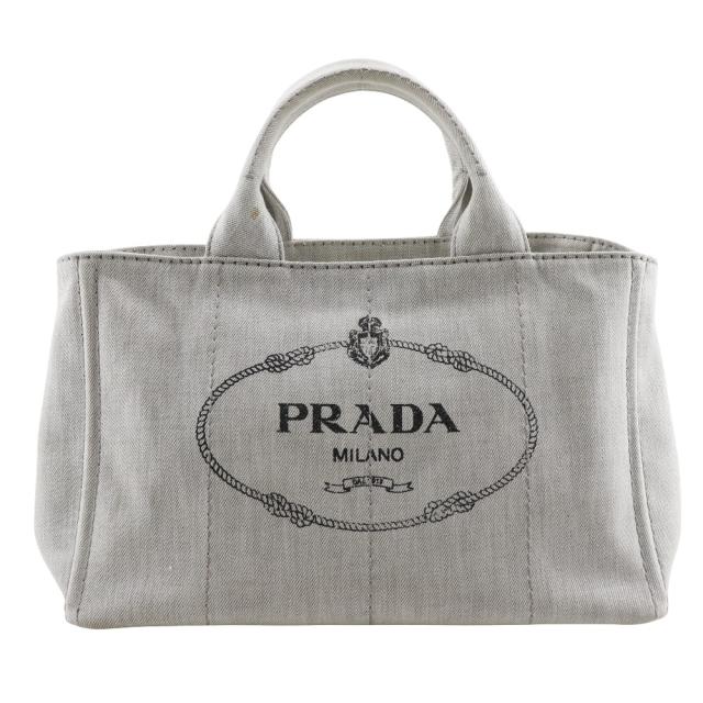 PRADA プラダ カナパ 三角ロゴプレート 1BG439 デニム ライトグレー ハンドバッグ