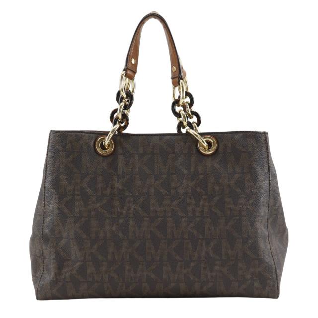 Michael Kors マイケルコース MKシグネチャー PVC 茶 ハンドバッグ レディース 【中古】