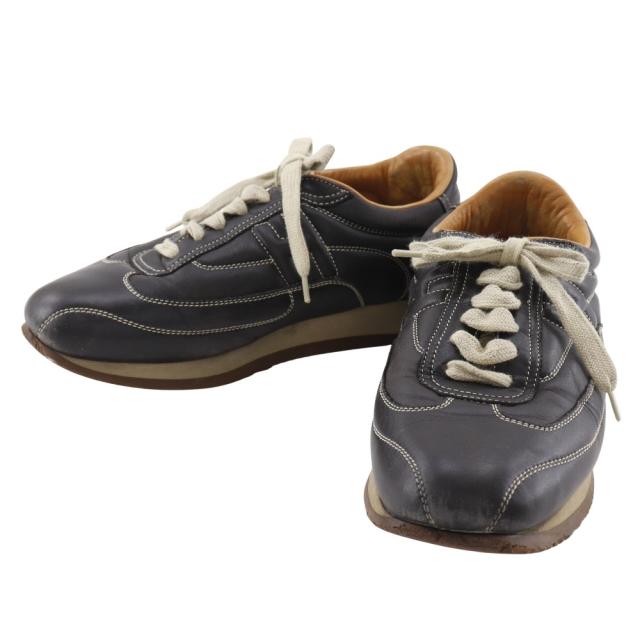 HERMES エルメス クイック Hロゴ レザー 黒 スニーカー レディース 【中古】