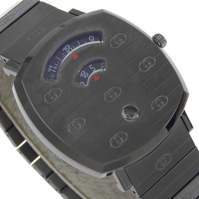 GUCCI グッチ グリップ 157.3 SS 黒 クオーツ アナログ表示 黒文字盤 