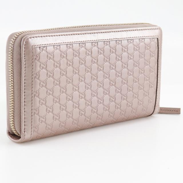 GUCCI グッチ インターロッキングG ラウンドファスナー 308012 シマレザー ピンク 長財布_2