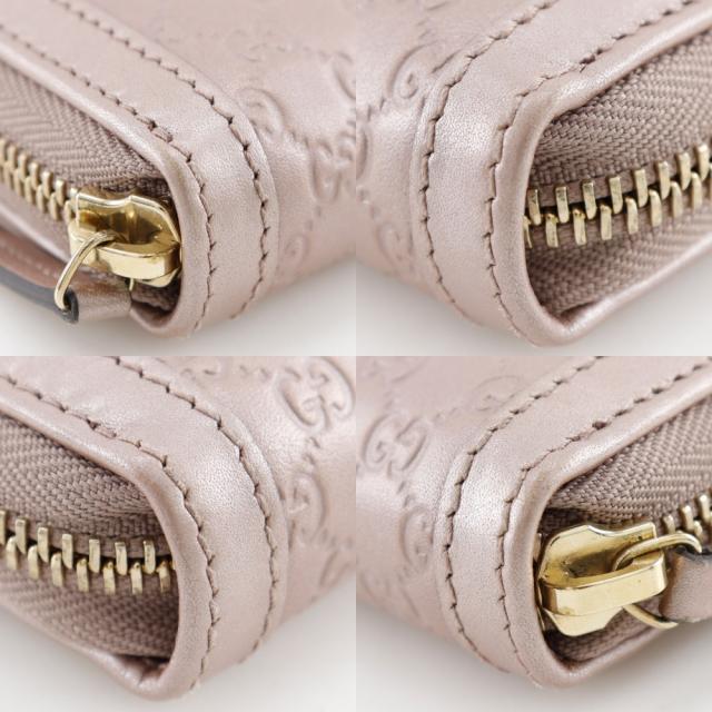 GUCCI グッチ インターロッキングG ラウンドファスナー 308012 シマレザー ピンク 長財布_3