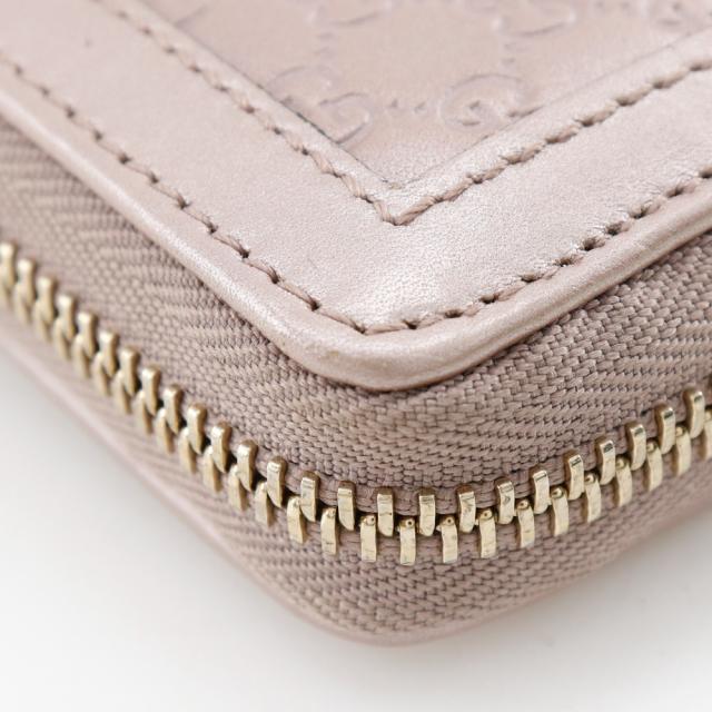 GUCCI グッチ インターロッキングG ラウンドファスナー 308012 シマレザー ピンク 長財布_6
