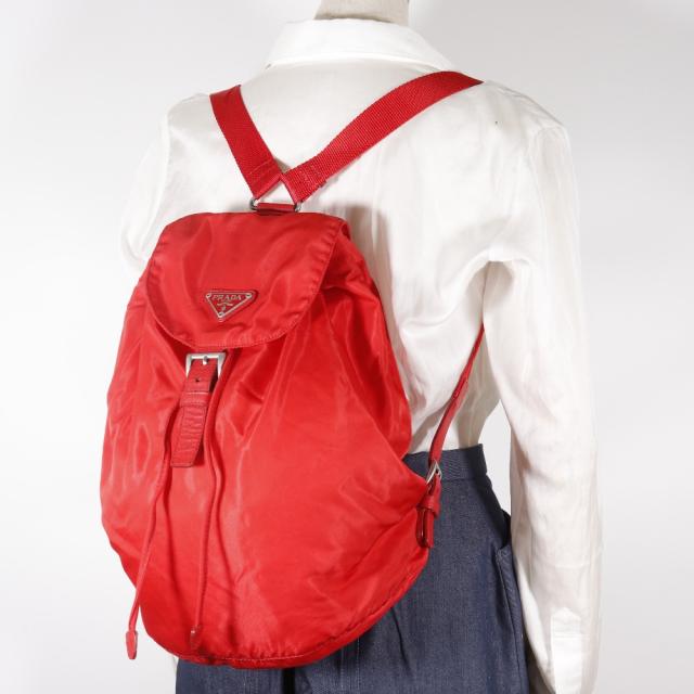 PRADA プラダ ナイロン 赤 リュック・デイパック レディース 【中古】_19