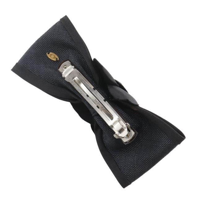 CHANEL シャネル カメリアリボン サテン 黒 バレッタ レディース