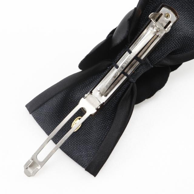 CHANEL シャネル カメリアリボン サテン 黒 バレッタ レディース 【中古】_2