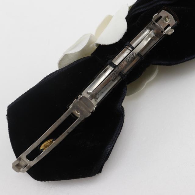 CHANEL シャネル カメリアリボン ベロア 黒 バレッタ レディース 【中古】_2