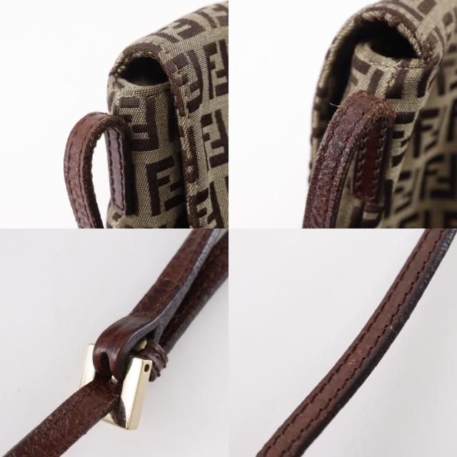 FENDI フェンディ ズッキーノ ナイロンキャンバス 茶 ショルダーバッグ レディース_16