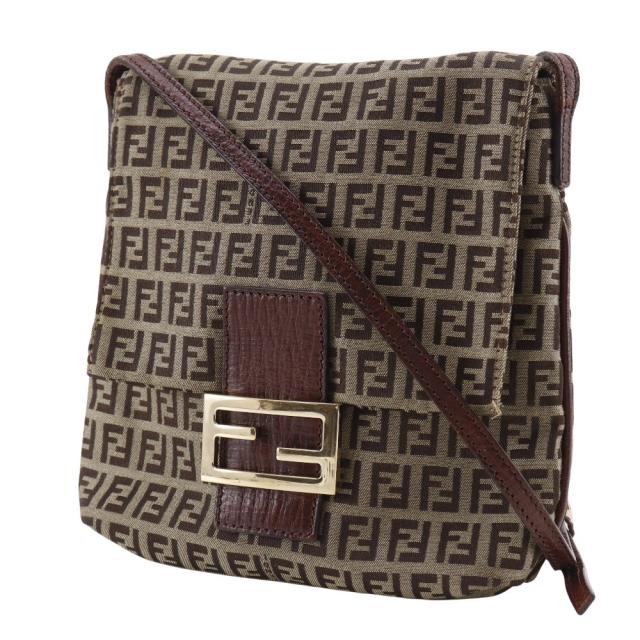 FENDI フェンディ ズッキーノ ナイロンキャンバス 茶 ショルダーバッグ レディース_1