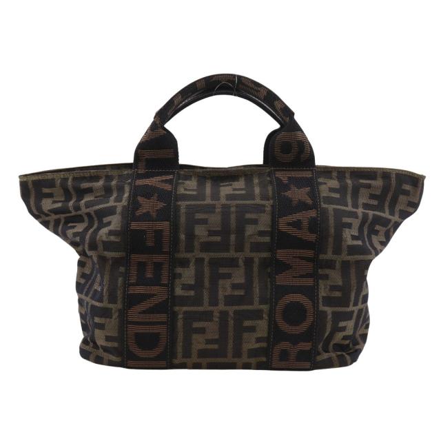 FENDI フェンディ ズッカ ナイロンキャンバス 茶 ハンドバッグ レディース 【中古】