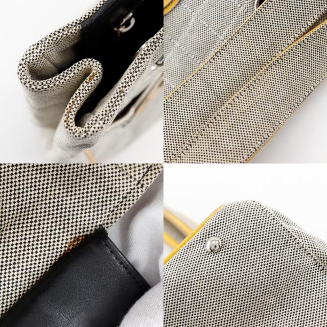 CHANEL シャネル カメリア NO5 チョコバー チョコバー キャンバス グレー/黄 トートバッグ_11