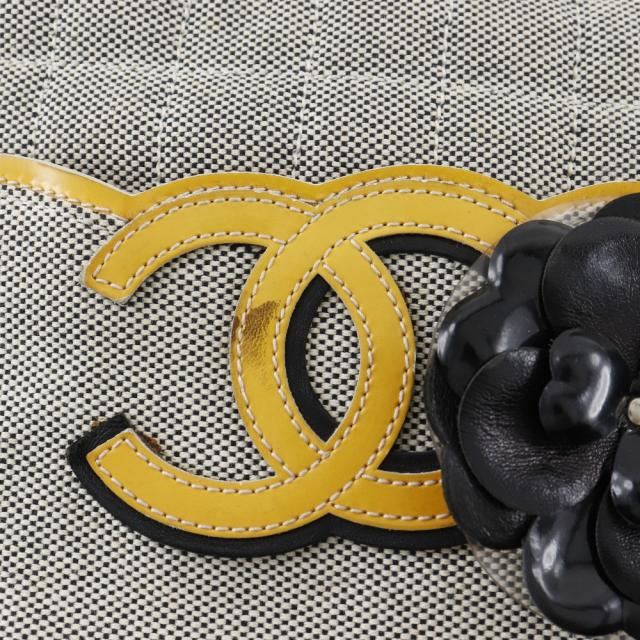 CHANEL シャネル カメリア NO5 チョコバー チョコバー キャンバス グレー/黄 トートバッグ_17