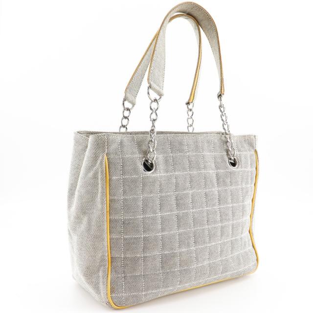 CHANEL シャネル カメリア NO5 チョコバー チョコバー キャンバス グレー/黄 トートバッグ_2