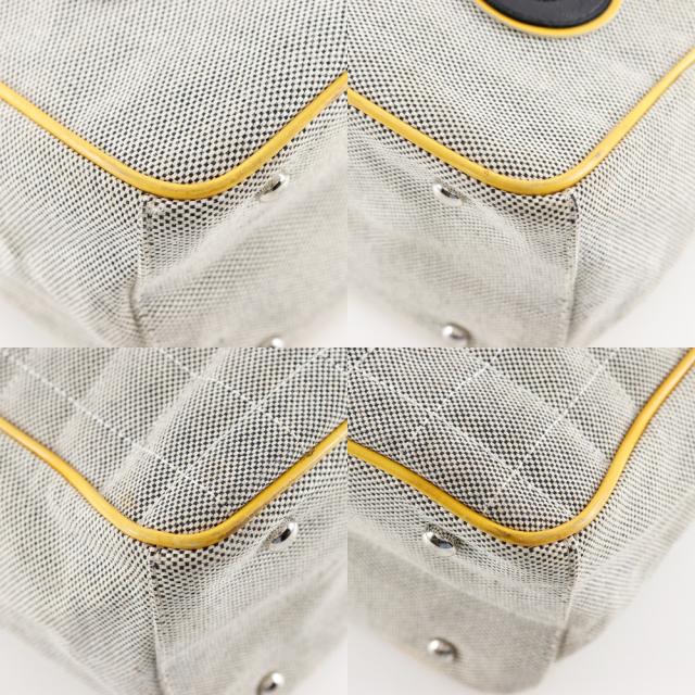 CHANEL シャネル カメリア NO5 チョコバー チョコバー キャンバス グレー/黄 トートバッグ_3