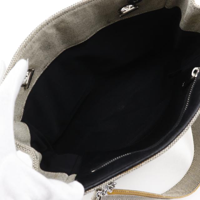 CHANEL シャネル カメリア NO5 チョコバー チョコバー キャンバス グレー/黄 トートバッグ_5