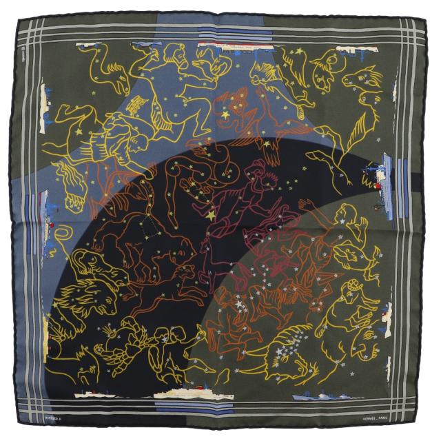 HERMES エルメス カレ45 プチカレ 星座 船 オリオン プチカレ 星座 船 オリオン シルク