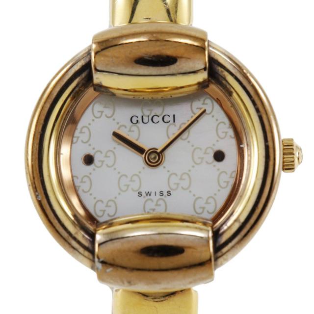 GUCCI グッチ 1400L 金メッキ × SS クオーツ アナログ表示 ホワイト