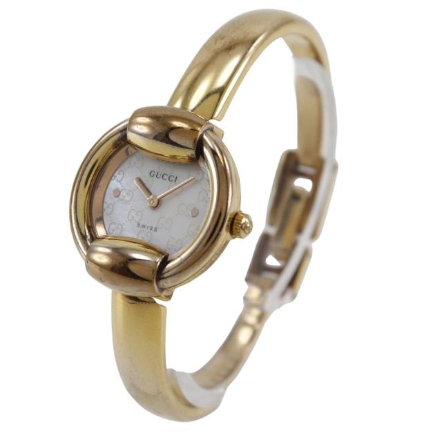 GUCCI グッチ 1400L 金メッキ × SS クオーツ アナログ表示 ホワイト