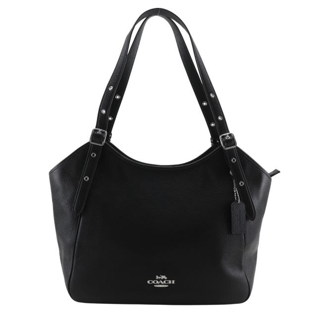 COACH コーチ MEADOW SHOULDER BAG CM074 レザー 黒 シルバー トートバッグ レディース 【中古】