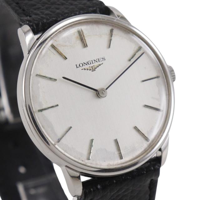LONGINES ロンジン SS ブラック 手巻き アナログ表示 シルバー文字盤 