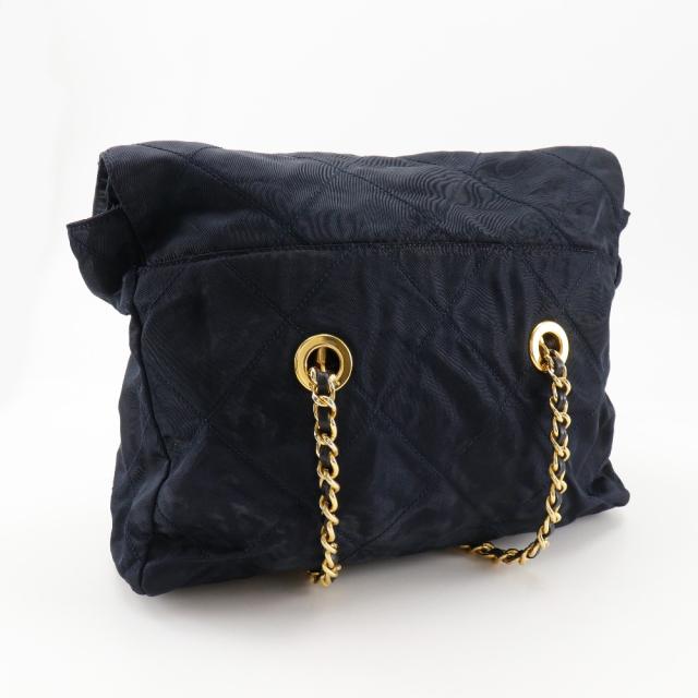 【美品】PRADA プラダ　ナイロン キルティング チェーンショルダーバッグ PRADA プラダ チェーンショルダー キルティング ナイロン 紺