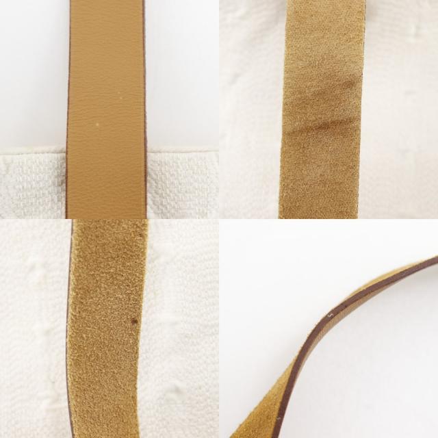 HERMES エルメス アメダバトートGM コットン 白 ハンドバッグ ユニ