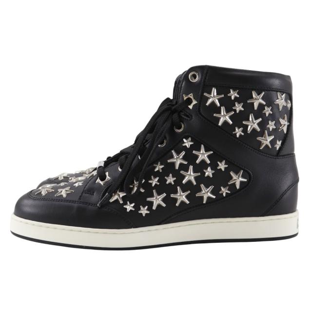 JIMMY CHOO ジミーチュウ スタースタッズ ハイカット レザー 黒 スニーカー レディース_1