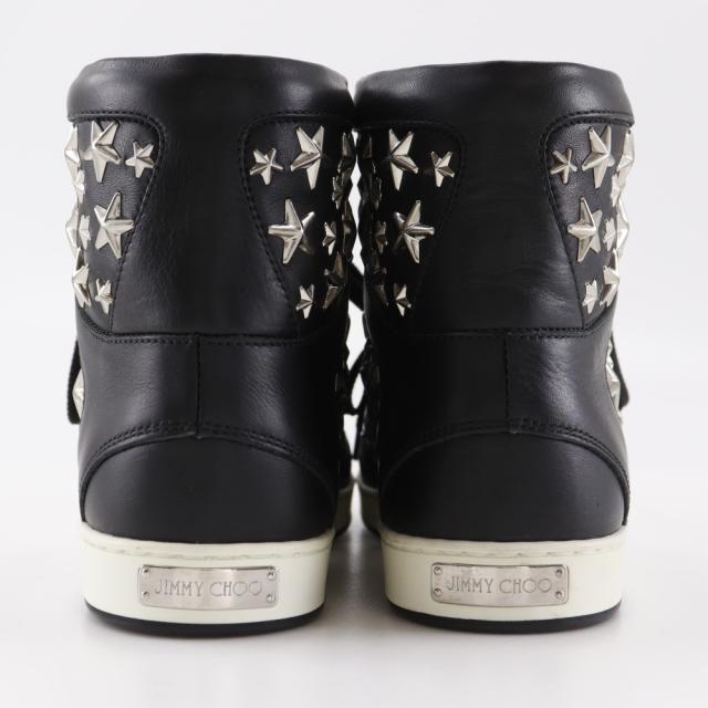 JIMMY CHOO ジミーチュウ スタースタッズ ハイカット レザー 黒 スニーカー レディース_2