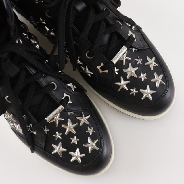 JIMMY CHOO ジミーチュウ スタースタッズ ハイカット レザー 黒 スニーカー レディース_3