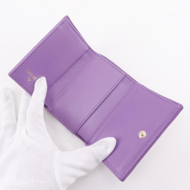 CHANEL シャネル マトラッセ コンパクトウォレット キャビアスキン 三つ折り財布