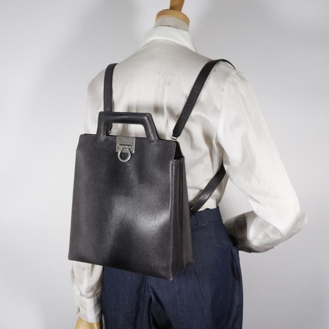Salvatore Ferragamo サルヴァトーレフェラガモ ガンチーニ 3WAY DX-21 8674 型押しレザー グレー_16