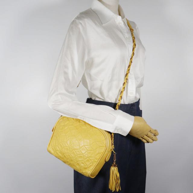 BALLY バリー チェーンショルダー キルティング レザー 黄 ショルダーバッグ レディース_19