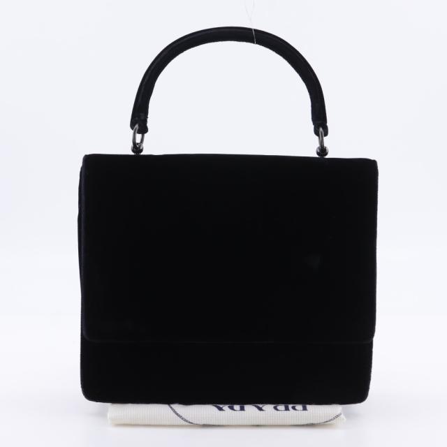PRADA プラダ ワンハンドル ヴィンテージ ベロア NERO 黒 ハンドバッグ レディース_19