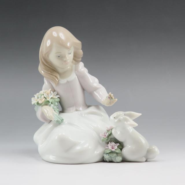 Lladro リヤドロ うさぎと仲良し 6931 ポーセリン 置物 オブジェ _ 【中古】