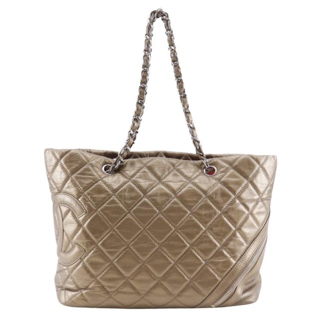 CHANEL シャネル コットンクラブ カンボンライン A34318 レザー ゴールド トートバッグ