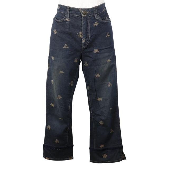 OLLEBOREBLA オレボレブラ 総柄 クロップドパンツ デニム 青 デニムパンツ レディース 6,776円