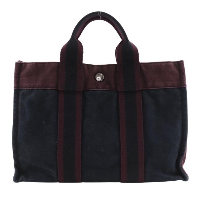 HERMES エルメス フールトゥPM コットン 黒/赤 ハンドバッグ ユニセックス 【中古】