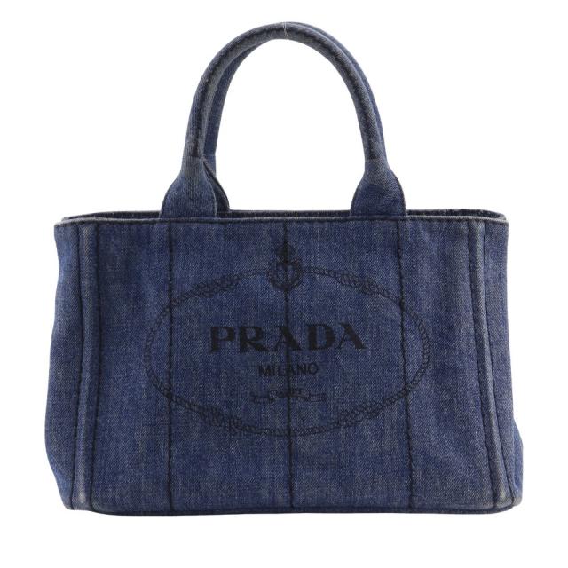 PRADA プラダ カナパ トートバッグ 1BG439 デニム 青 ハンドバッグ レディース 【中古】