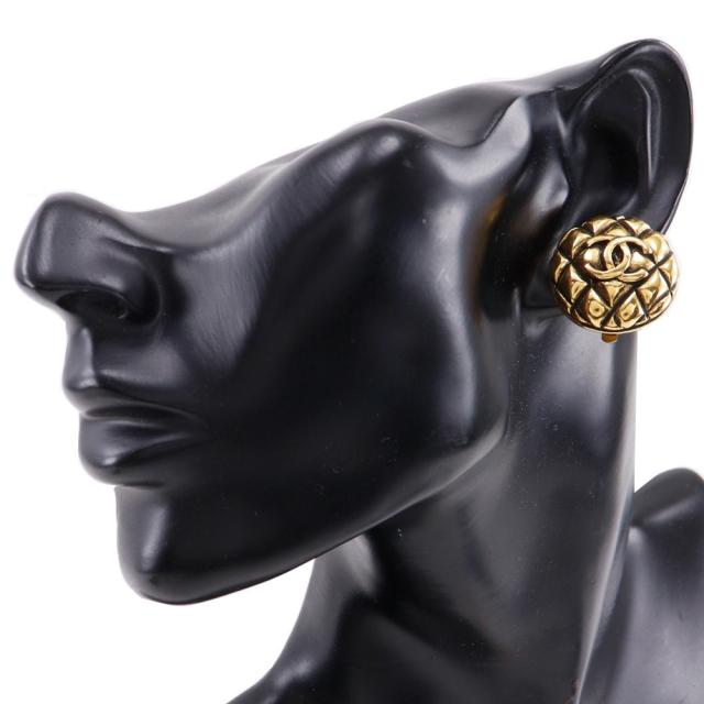 CHANEL シャネル ココマーク マトラッセ ヴィンテージ 金メッキ イヤリング 23.6g_1