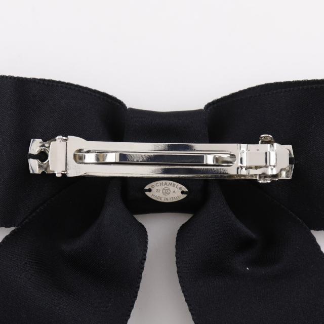 CHANEL シャネル リボン ココマーク サテン 黒 バレッタ レディース 【中古】_3