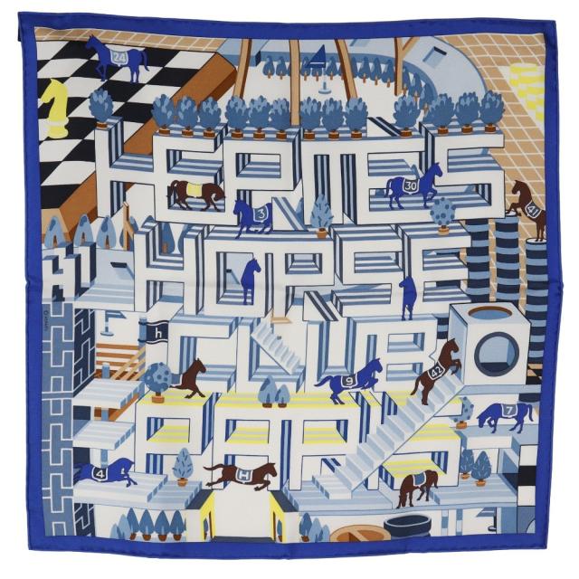 HERMES エルメス カレ45 Horse Club Detail Horse Club Detail ホワイト スカーフ レディース