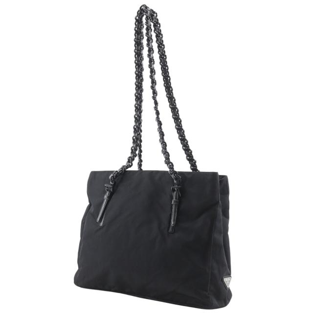 PRADA プラダ プラスチックチェーン ナイロン 黒 トートバッグ レディース 【中古】_1