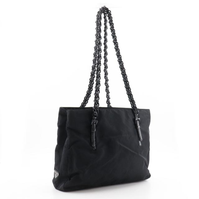 PRADA プラダ プラスチックチェーン ナイロン 黒 トートバッグ レディース 【中古】_2