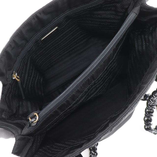 PRADA プラダ プラスチックチェーン ナイロン 黒 トートバッグ レディース 【中古】_4
