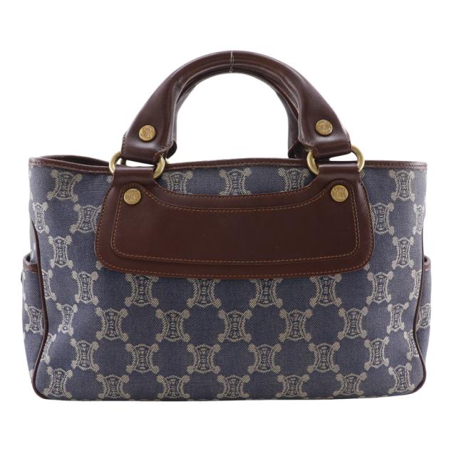 CELINE セリーヌ ブギーバック マカダム デニム 青/茶 ハンドバッグ レディース 【中古】