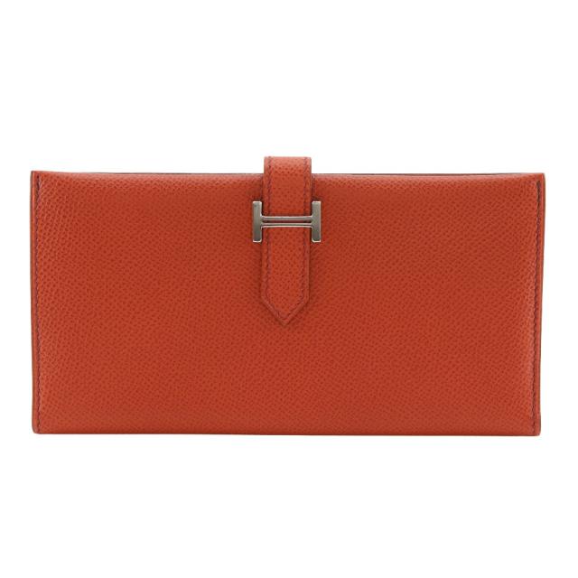 HERMES エルメス ベアン ヴォーエプソン オレンジ 長財布 レディース 【中古】