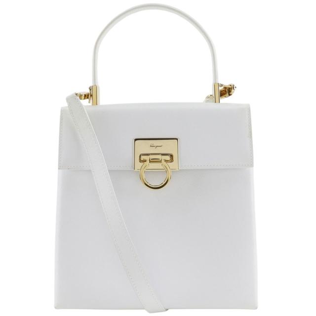 Salvatore Ferragamo サルヴァトーレフェラガモ ガンチーニ 2WAYショルダー AQ-21 0160 レザー 白