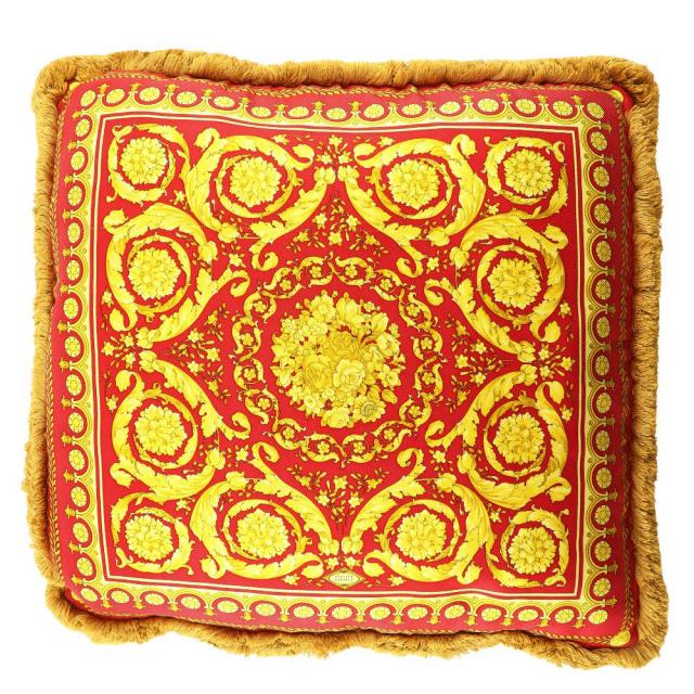VERSACE ヴェルサーチ クッション バロッコプリント シルク 黄